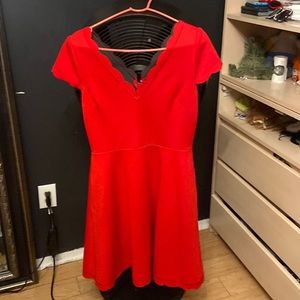 BETSEY JOHNSON Red Scallop Hem Dress. Size 6

Retro-style fit and flare